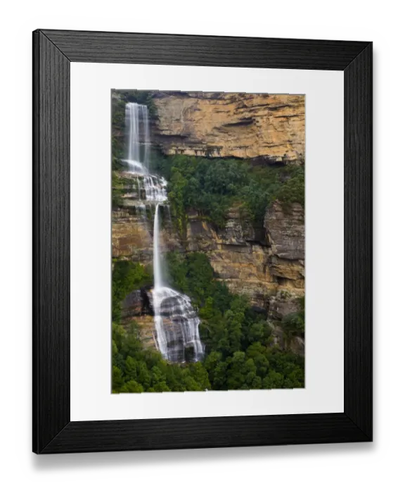 Framed Print : Australia, New South Wales, Blue Mountains National Park. Katoomba Falls and native bush