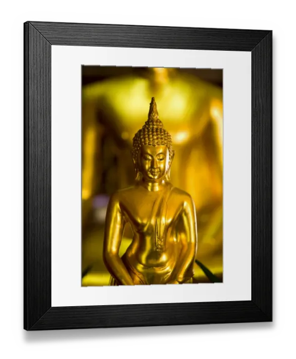 Framed Print : Thailand, Bangkok, Buddha. Gold Buddha statue located at a Wat in Bangkok