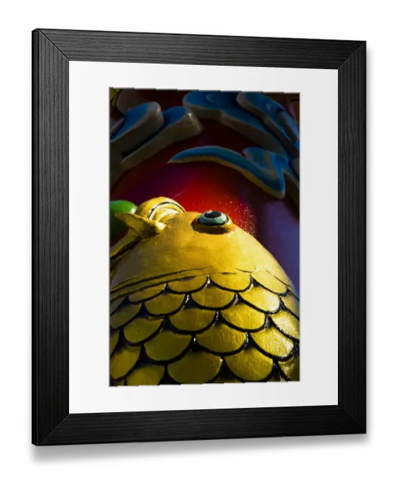 Framed Print : Thailand, Bangkok, Wat Chana Songkram. Colourful detail situated on the wall of a building forming part of the Wat Chana