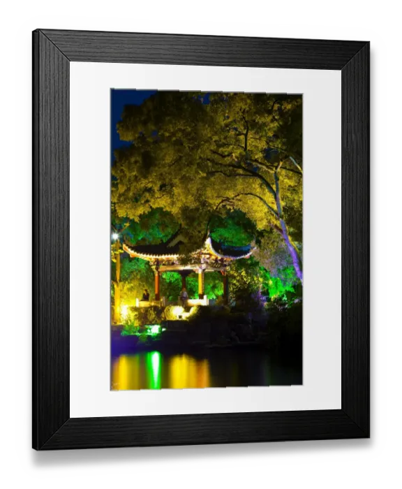 Framed Print : China, Guangxi Zhuang Autonomous Region, Guilin City. Pagoda and lake in downtown Guilin City