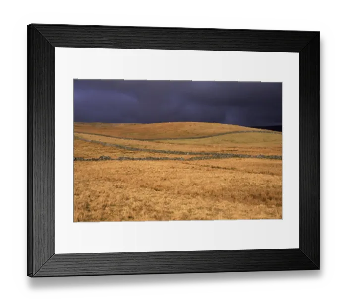 Framed Print : ENGLAND, Yorkshire, Yorkshire Dales National Park. A shaft of sun illuminates a field