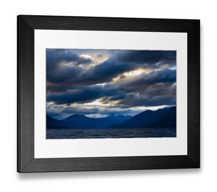 Framed Print : New Zealand, Southland, Fiordland National Park. Dramatic skies over Lake Ta Anau Framed Print : New Zealand, Southland, Fiordland National Park. Dramatic skies over Lake Ta Anau