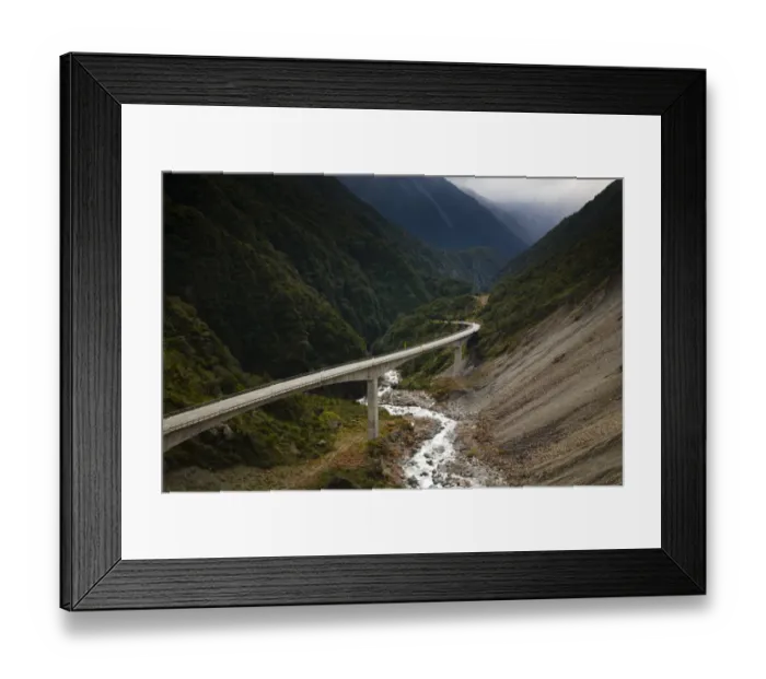 Framed Print : New Zealand, Westland, Otira Gorge Viaduct. The Otira Gorge Viaduct, a modern example of engineering genius completed Framed Print : New Zealand, Westland, Otira Gorge Viaduct. The Otira Gorge Viaduct, a modern example of engineering genius completed