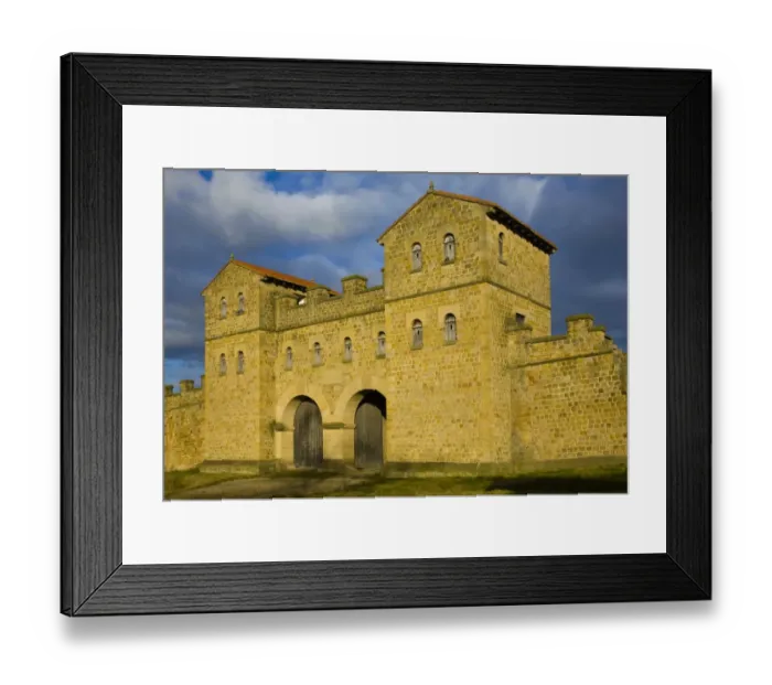 Framed Print : England, Tyne & Wear, South Shields. Reconstruction of the main gate at the Arbeia Roman Fort in South