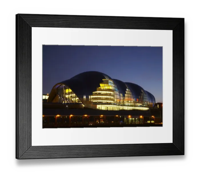 Framed Print : The Sage gateshead building, viewed at night from the Newcastle Upon Tyne quayside