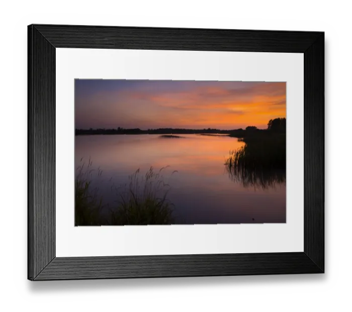 Framed Print : England, Tyne and Wear, Big Waters County Park. Sunset over the lake in Big Waters Country Park The lake is a a subsidence pond, formed by the collapse of old Framed Print : England, Tyne and Wear, Big Waters County Park. Sunset over the lake in Big Waters Country Park The lake is a a subsidence pond, formed by the collapse of old