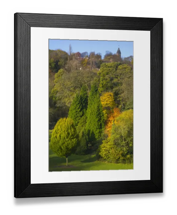 Framed Print : England, Tyne & Wear, Newcastle Upon Tyne. View looking from the Armstrong Bridge towards Jesmond Dene