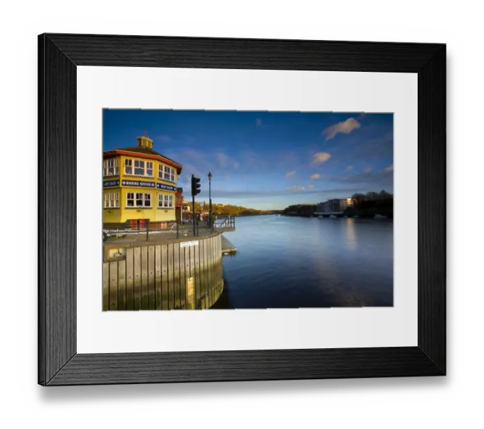 Framed Print : England, Tyne & Wear, Newcastle Upon Tyne. Marina office on the River Tyne near the entrance to St Peter s
