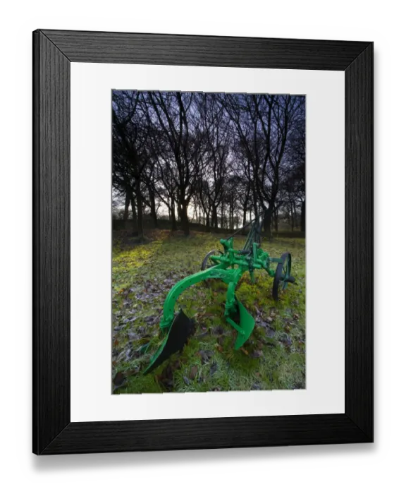 Framed Print : England, Tyne & Wear, Backworth. Hand plough in Backworth Village, depicting the farming heritage of