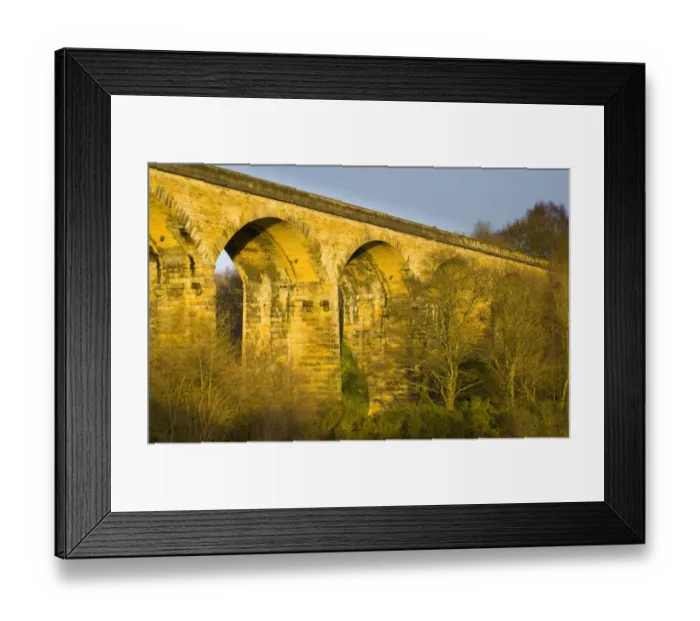 Framed Print : England, Tyne & Wear, Derwent Walk Country Park. The impressive Nine Arches Viaduct spanning the River Derwent in the Derwent Walk