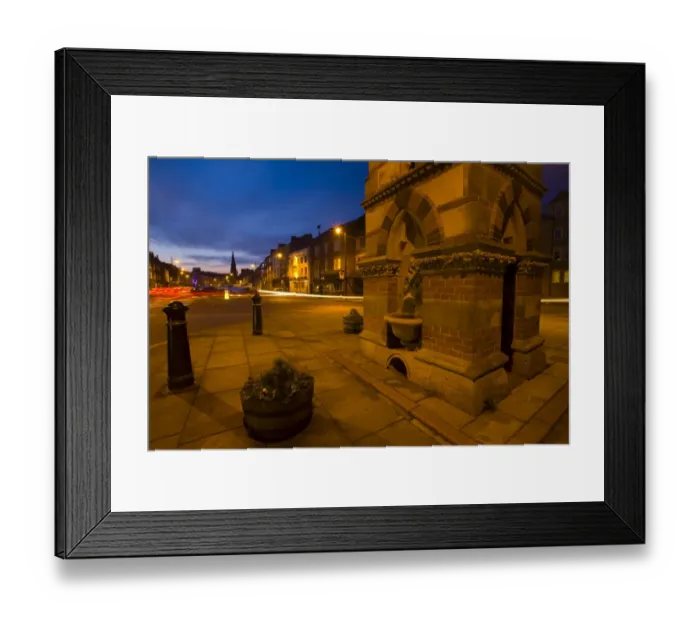 Framed Print : England, Tyne and Wear, Tynemouth. Tynemouth Front street at dusk