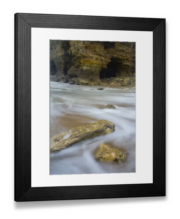 Framed Print : England, Tyne and Wear, Marsden. The North Sea engulfs the rocky shoreline of Marsden Bay