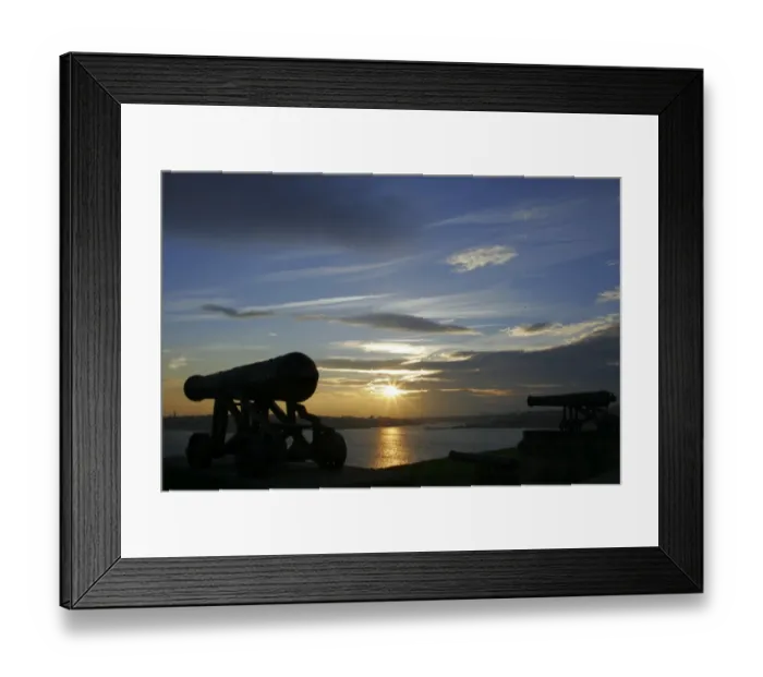 Framed Print : Sunset behind the river Tyne and the Collingwood Cannons