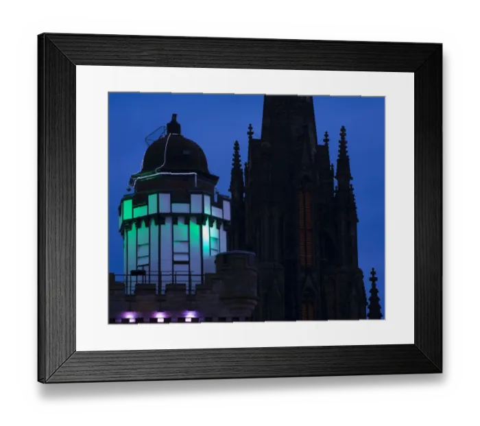 Framed Print : Scotland, Edinburgh, The Royal Mile. The Camera Obscura with The Hub in the background
