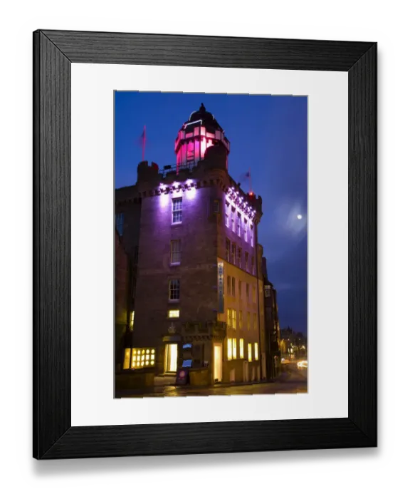 Framed Print : Scotland, Edinburgh, Camera Obscura. The Camera Obscura is located on a tower which had originally been the townhouse of the old Larid of Cockpen. This building was to become known as the Outlook Tower before its present title of