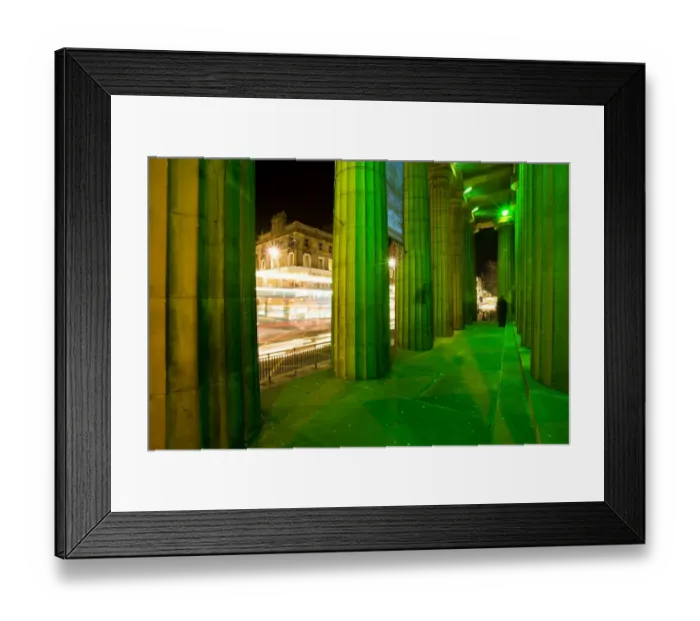 Framed Print : Scotland, Edinburgh, Royal Scottish Academy. Illuminated facade of the Royal Scottish Academy on the busy