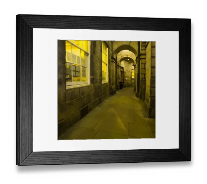 Framed Print : Scotland, Edinburgh, Parliament Square. Covered walkway at Parliament House
