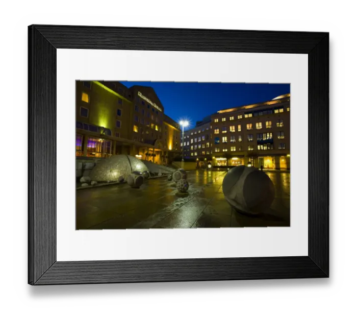 Framed Print : Scotland, Edinburgh, Festival Square. The Sheraton Grand Hotel and the surrounding modern buildings of