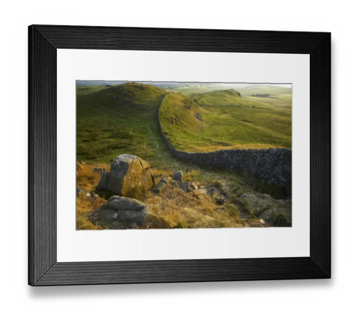 Framed Print : ENGLAND Northumberland Hadrians Wall Sunset behind the world heritage site of Hadrians Wall near the town of