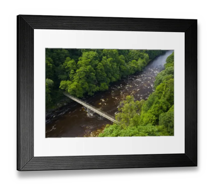 Framed Print : England, Northumberland, Lambley Viaduct. Lambley footbridge crossing the River South Tyne as it flows through woodland, viewed from the Lambley Framed Print : England, Northumberland, Lambley Viaduct. Lambley footbridge crossing the River South Tyne as it flows through woodland, viewed from the Lambley