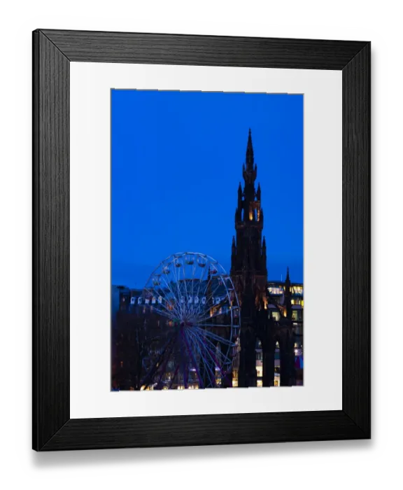 Framed Print : Scotland, Edinburgh, Princes Street. Ferris Wheel alongside the Monument to Sir Walter Scott Framed Print : Scotland, Edinburgh, Princes Street. Ferris Wheel alongside the Monument to Sir Walter Scott