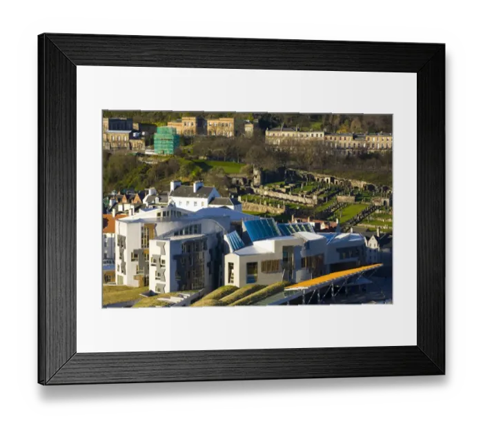 Framed Print : Scotland, Edinburgh, Holyrood. Home of the Scottish Parliament, the design of the Holyrood building was described as growing out of the land by architect