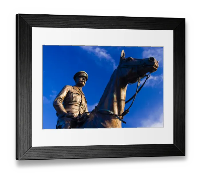 Framed Print : Scotland, Edinburgh, Edinburgh Castle. Statue of Field Marshal Earl Haig located on the Edinburgh Castle