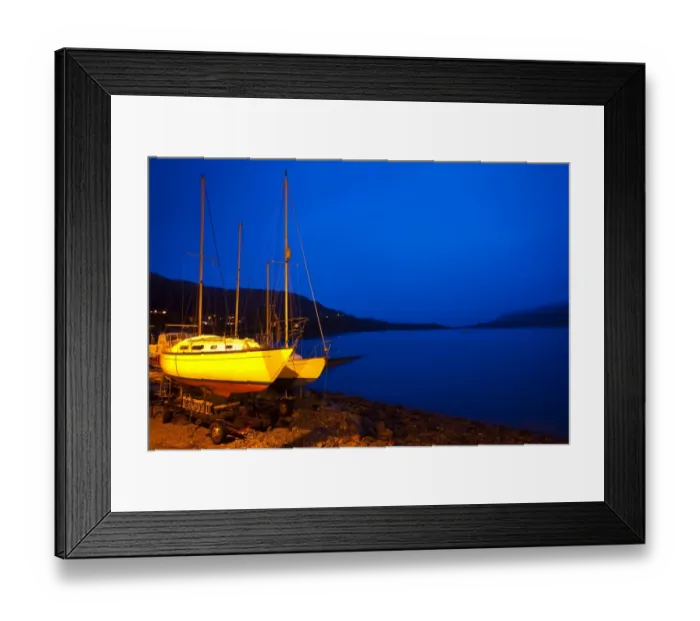Framed Print : Scotland, Scottish Highlands, Ullapool. Sailing boats moored near the busy port at Ullapool on the shores of