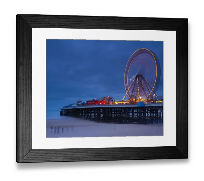 Framed Print : England, Lancashire, Blackpool. Blackpool Central Pier at dusk Framed Print : England, Lancashire, Blackpool. Blackpool Central Pier at dusk