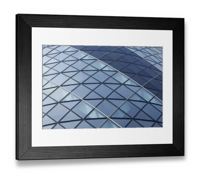 Framed Print : England, Greater London, The City of London. Abstract view of the modern architecture of the famous Gherkin building, in the financial square mile in the City