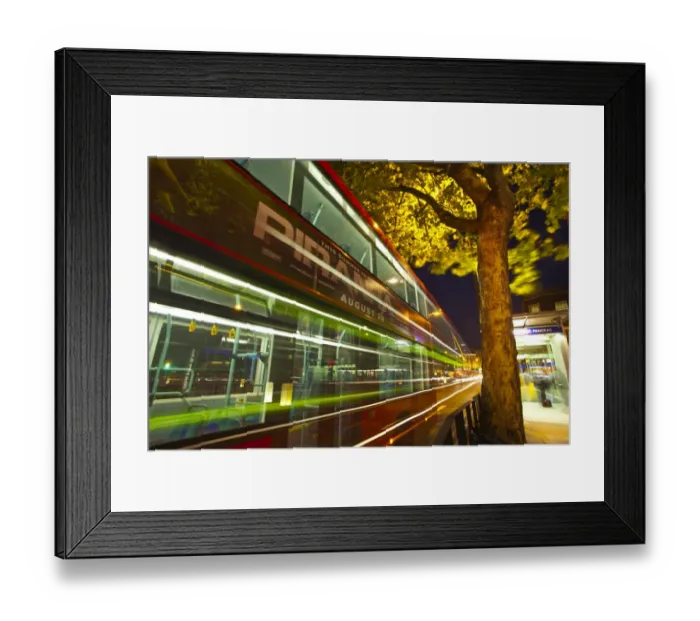 Framed Print : England, Greater London, London Borough of Camden. Red London bus outside the London Kings Cross railway station and St Pancras