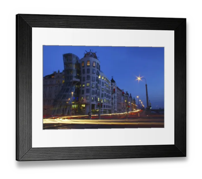 Framed Print : Czech Republic, Prague, Fred and Ginger Building. Cityscape scene at dusk of the Fred