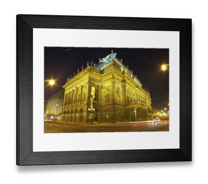 Framed Print : Czech Republic, Prague, National Theatre. Cityscape scene at dusk outside the National Theatre in Prague Framed Print : Czech Republic, Prague, National Theatre. Cityscape scene at dusk outside the National Theatre in Prague