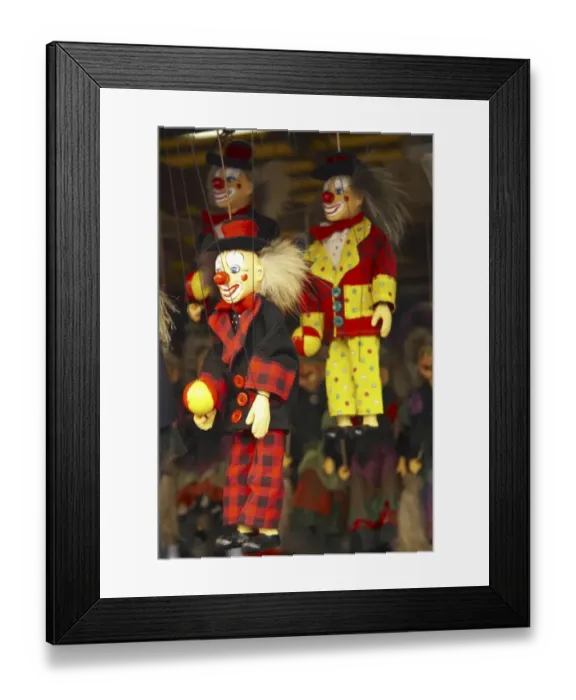 Framed Print : Czech Republic, Prague, Prague City. Traditional Czech Clown Puppet on a market stall in Prague
