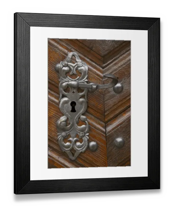Framed Print : Czech Republic, Prague, Prague Castle. Detail of door on a building forming part of Prague Castle in the city