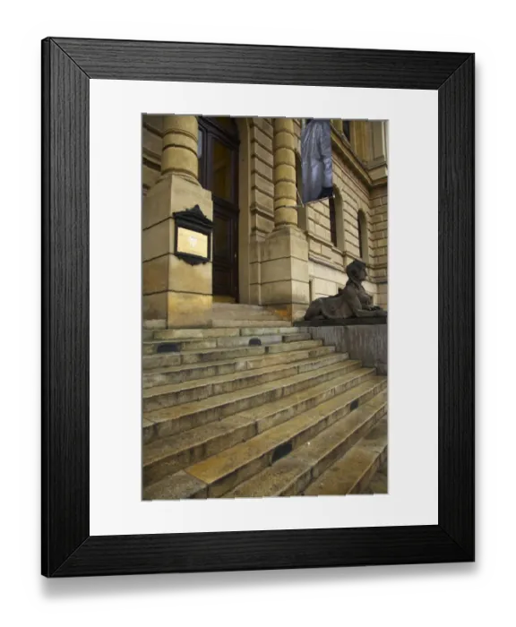 Framed Print : Czech Republic, Prague, Rudolfinum Concert Hall and Gallery. Statue and typical Prague architecture outside