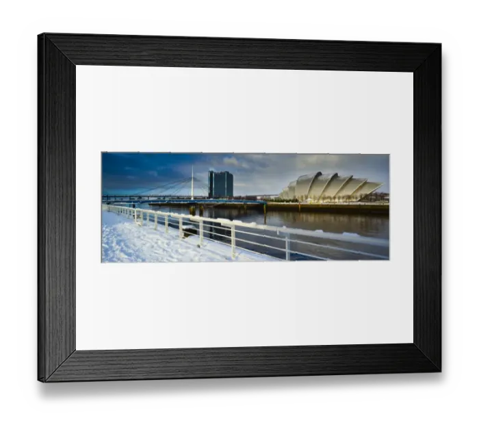Framed Print : Scotland, Glasgow, Pacific Quay. Panoramic view of the Scottish Exhibition