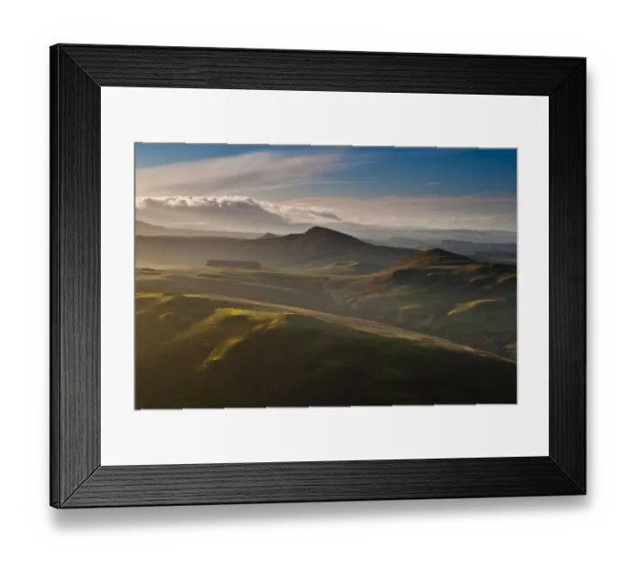 Framed Print : Scotland, Scottish Borders, Dere Street Roman Road. View from the Dere Street Roman Road looking toward the rolling uplands of the Borders and the English