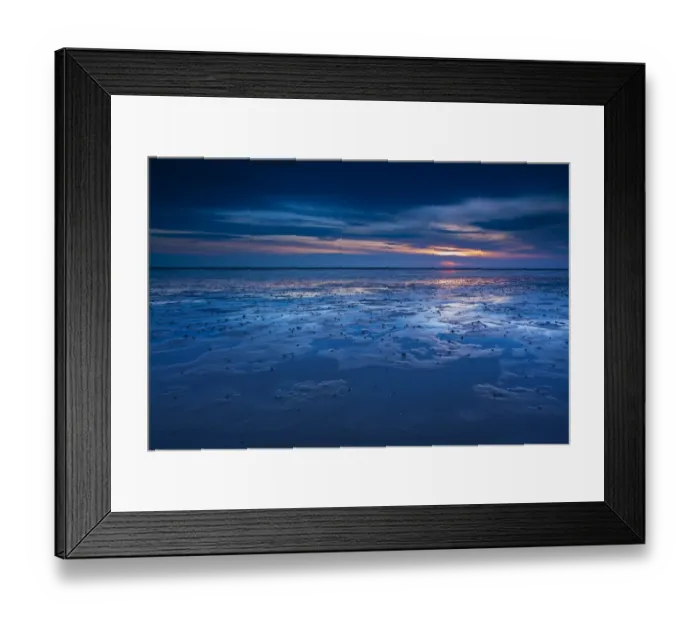 Framed Print : England, Northumberland, Goswell Sands. The blue hues of dawn reflected on the sandy expanse of the beach at Goswell Sands along the Northumberland Framed Print : England, Northumberland, Goswell Sands. The blue hues of dawn reflected on the sandy expanse of the beach at Goswell Sands along the Northumberland