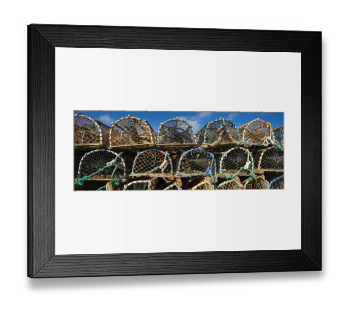 Framed Print : England. Northumberland, Craster. Stack of lobster traps or lobster pots