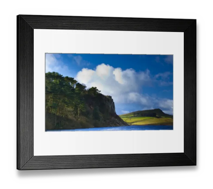 Framed Print : England, Northumberland, Hadrians Wall. Crag Lough and the Great Whin Sill