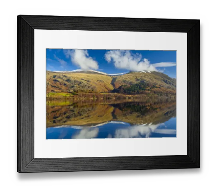 Framed Print : England, Cumbria, Lake District National Park. Lakeland hills reflected upon the still face of the Thirlmere Framed Print : England, Cumbria, Lake District National Park. Lakeland hills reflected upon the still face of the Thirlmere