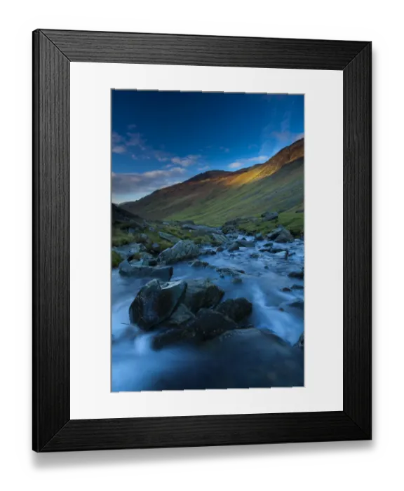 Framed Print : England, Cumbria, The Lake District. The Gatesgarthdale Beck running downstream towards Bettermere from