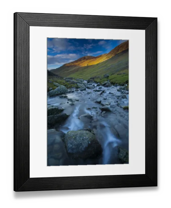 Framed Print : England, Cumbria, The Lake District. The Gatesgarthdale Beck running downstream towards Bettermere from
