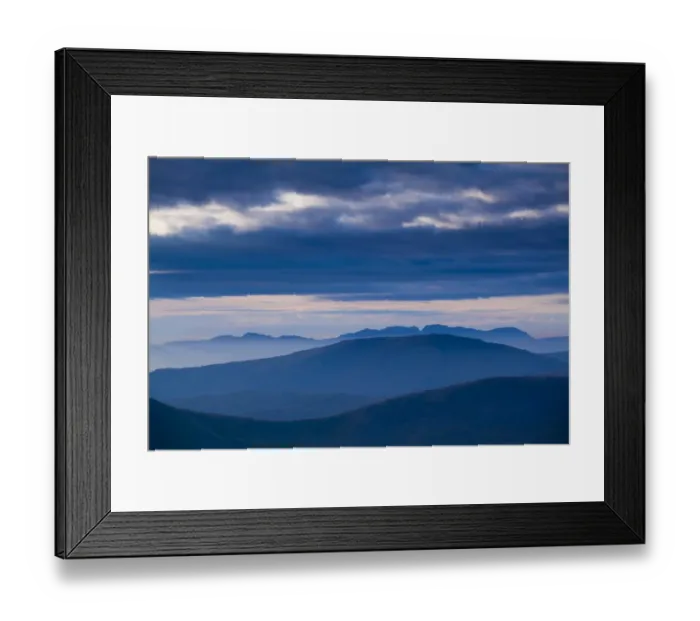 Framed Print : England, Cumbria, Lake District National Park. Mountain fog in the valleys of the western Lake District overlooked by the highest peak