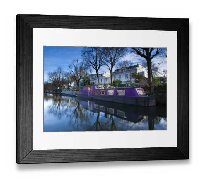 Framed Print : England, London, Little Venice. Canal Narrow Boat moored on the Regents Canal at the Little Venice Framed Print : England, London, Little Venice. Canal Narrow Boat moored on the Regents Canal at the Little Venice