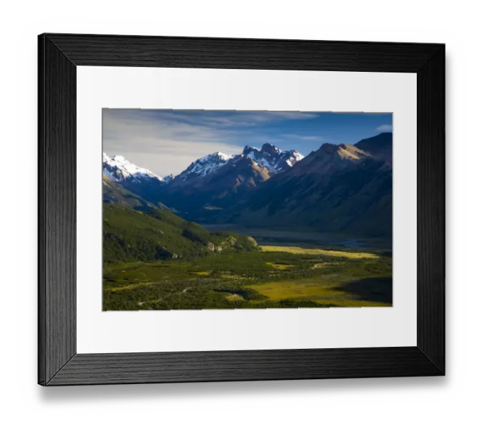 Framed Print : Argentina, Patagonia, Los Glaciares National Park. Valley in the foothills of the mountains surrounding Fitz Roy in the Glaciers
