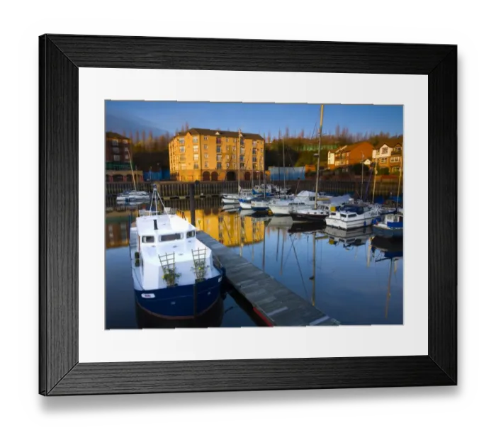 Framed Print : England, Tyne & Wear, Newcastle Upon Tyne. Reflections of moored boats Framed Print : England, Tyne & Wear, Newcastle Upon Tyne. Reflections of moored boats