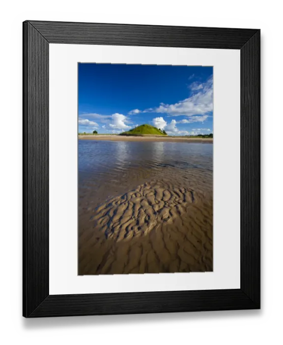 Framed Print : England, Northumberland, Alnmouth. The tidal Aln Estuary at Alnmouth. The hill in the distance is known as