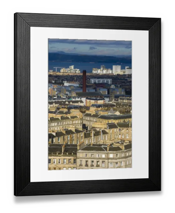 Framed Print : Scotland, Edinburgh, Calton Hill. Looking across Edinburgh City New Town to The Firth of Forth